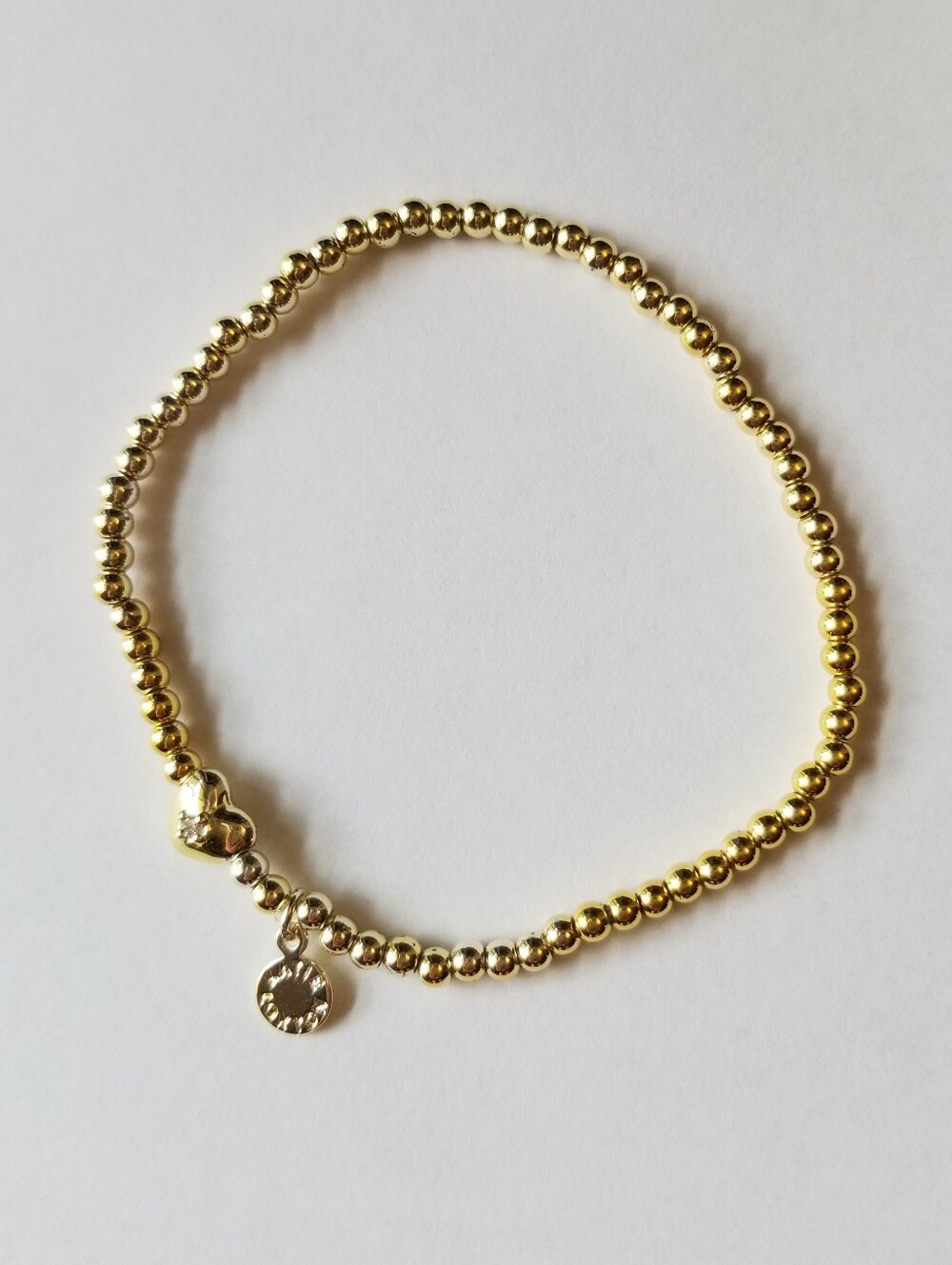 ❗Katie Loxton Gold Thin Beaded Heart Charm Bracelet❗